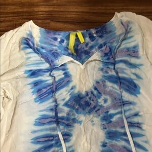 Green Dragon Blue and White Tie-Dye Coverup
